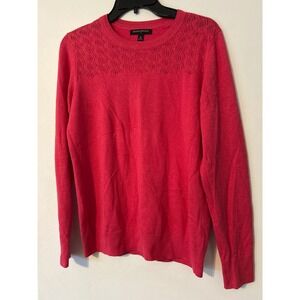 Banana Republic Womens Pink Crew Neck Sweater Eyelet Knit‎ Medium